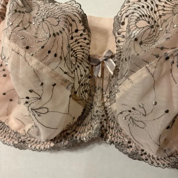 Fit Fully Yours Womens Nicole see -Thru Lace Bra Cloud Pink Size 36G - Picture 3 of 16